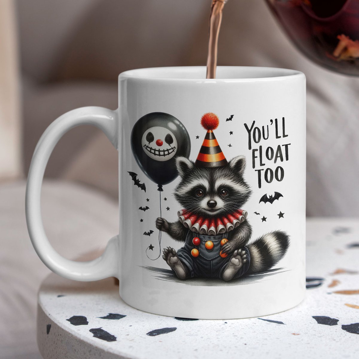 Creasowl® You'll float too wasbeer - Koffiemok - Koffie mok met spreuk - Cadeau voor vrouw - Grappige cadeaus - Cadeau voor vriendin - Kado halloween - Grappige mok - Cadeautje voor haar - Mokken en bekers - Verjaardag cadeau - Mok met tekst