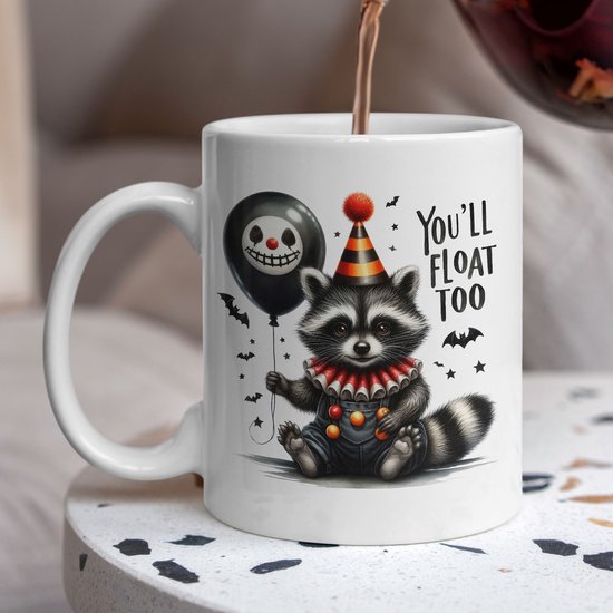Creasowl® You'll float too wasbeer - Koffiemok - Koffie mok met spreuk - Cadeau voor vrouw - Grappige cadeaus - Cadeau voor vriendin - Kado halloween - Grappige mok - Cadeautje voor haar - Mokken en bekers - Verjaardag cadeau - Mok met tekst