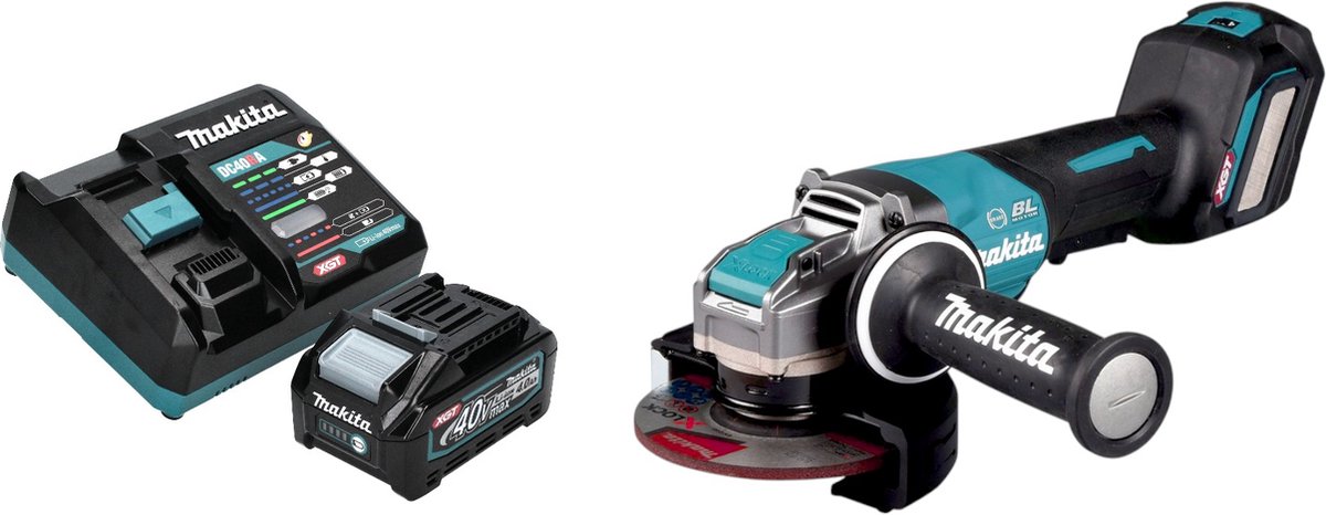 Makita GA 044 GM101 Accu haakse slijper 40 V max. 125 mm X-LOCK Brushless + 1x oplaadbare accu 4.0 Ah + lader
