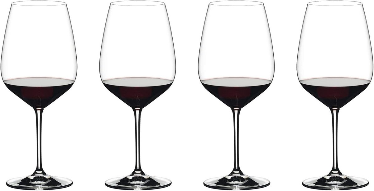 Set van 4 Luxe Wijnglazen voor Rode Wijn - Kristallijn Glas met Extreme Vorm