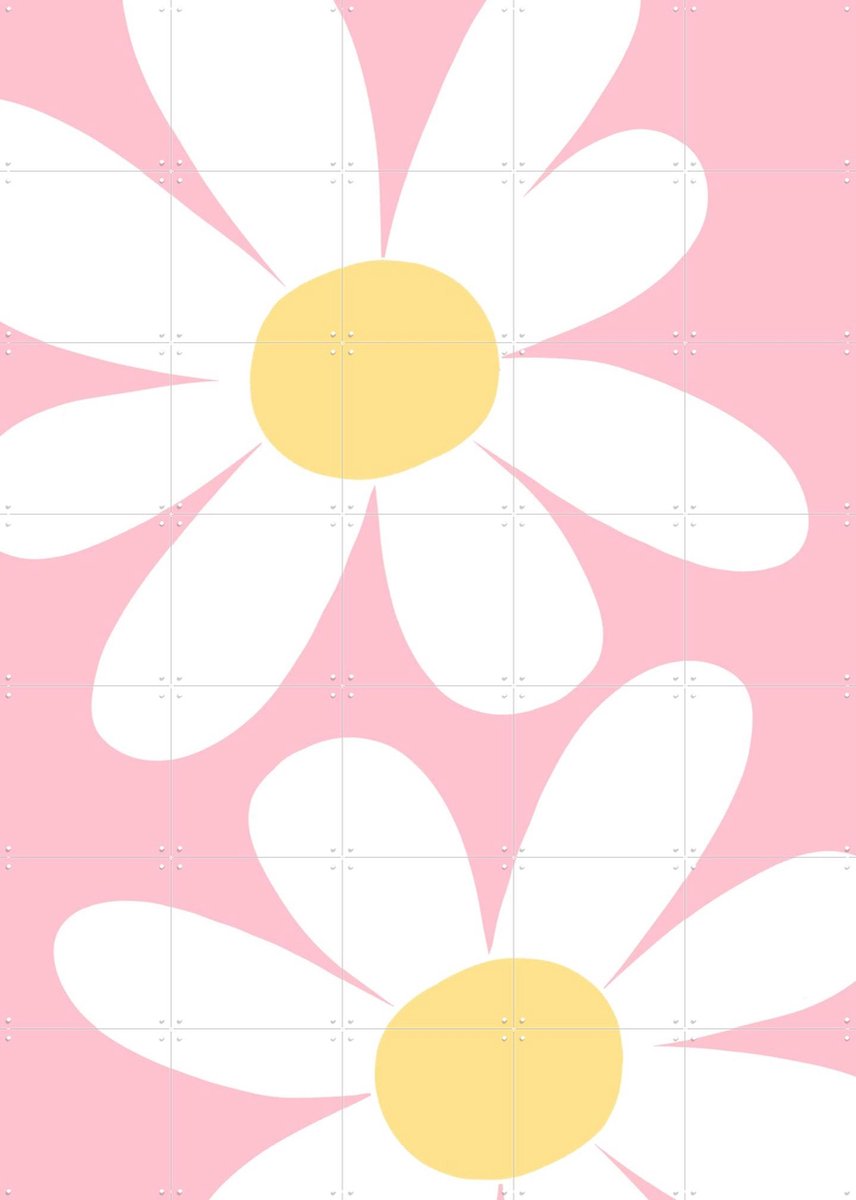 IXXI Flowers on Pink, BAINAI - 100 x 140 cm - Gratis ophangtool - Grote wanddecoratie en posters Kinderkamer, Babykamer, Kinderen