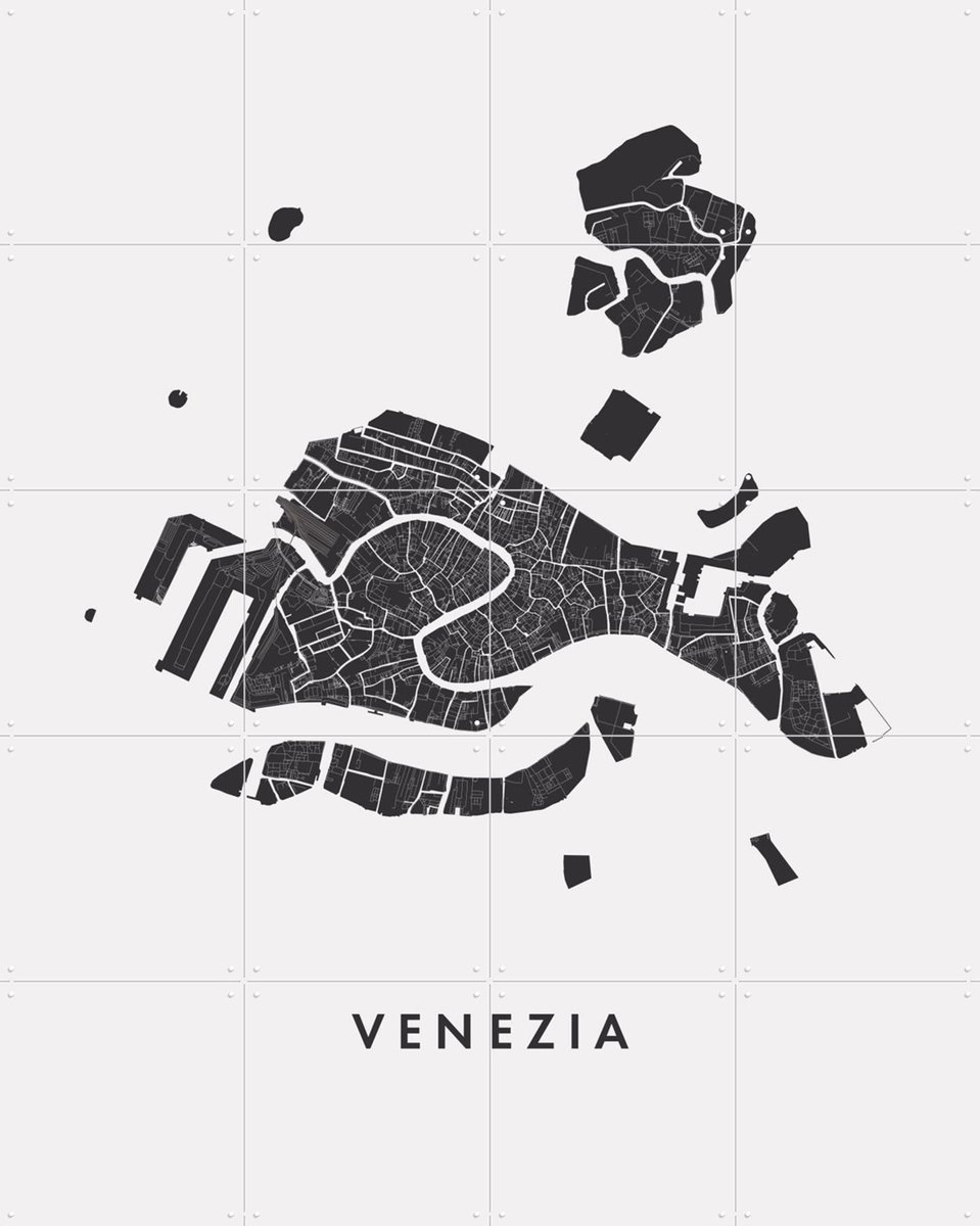 IXXI Venezia City Map, Kunst in Kaart - 80 x 100 cm - Gratis ophangtool - Grote wanddecoratie en posters - Grafisch Ontwerp, Minimalisme, Geometrische