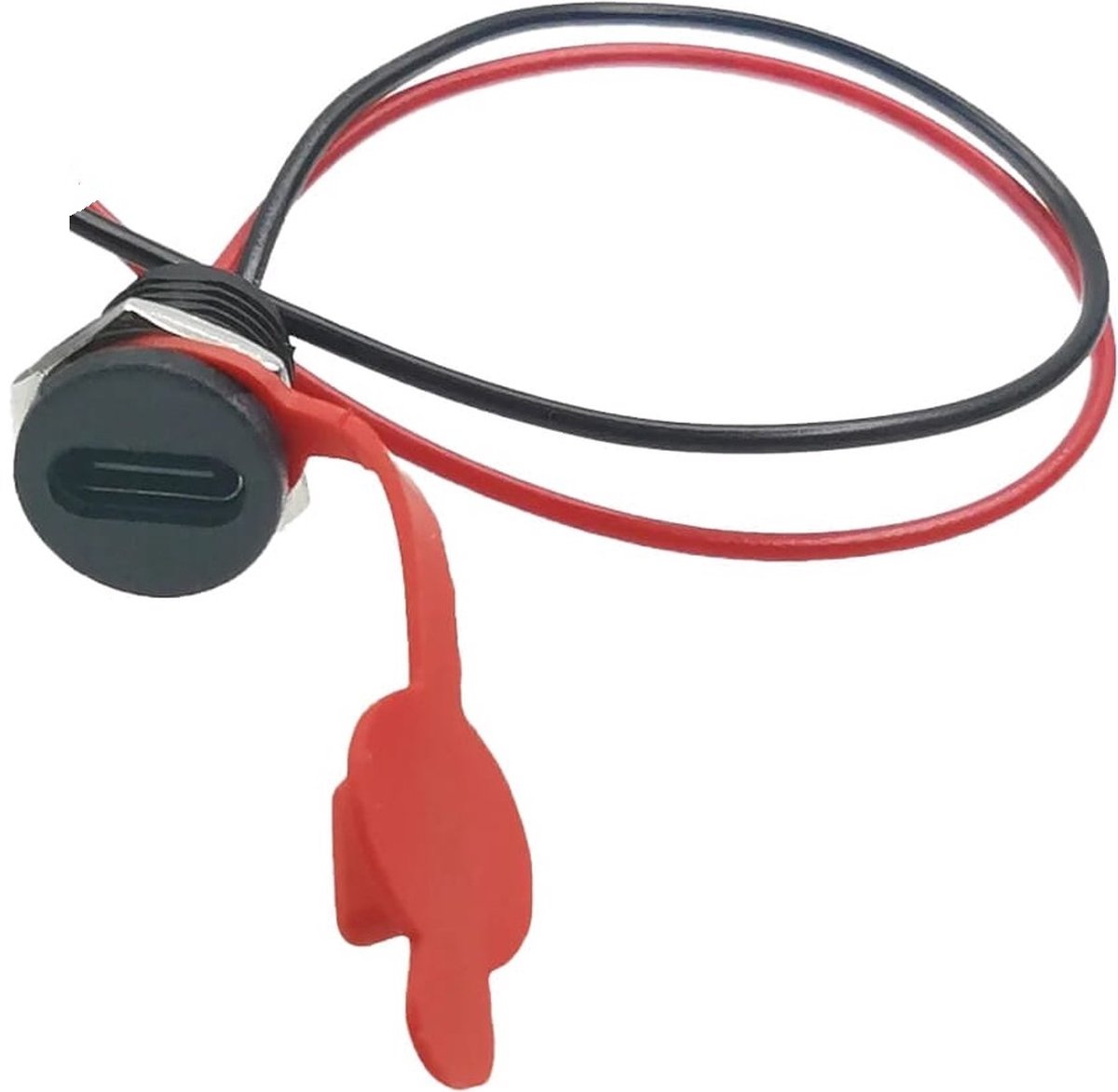 USB C Connector met Aansluitkabel - Inbouw - Rond - USB Type-C Female - 3A/5V - Zwart - Outboard Breda