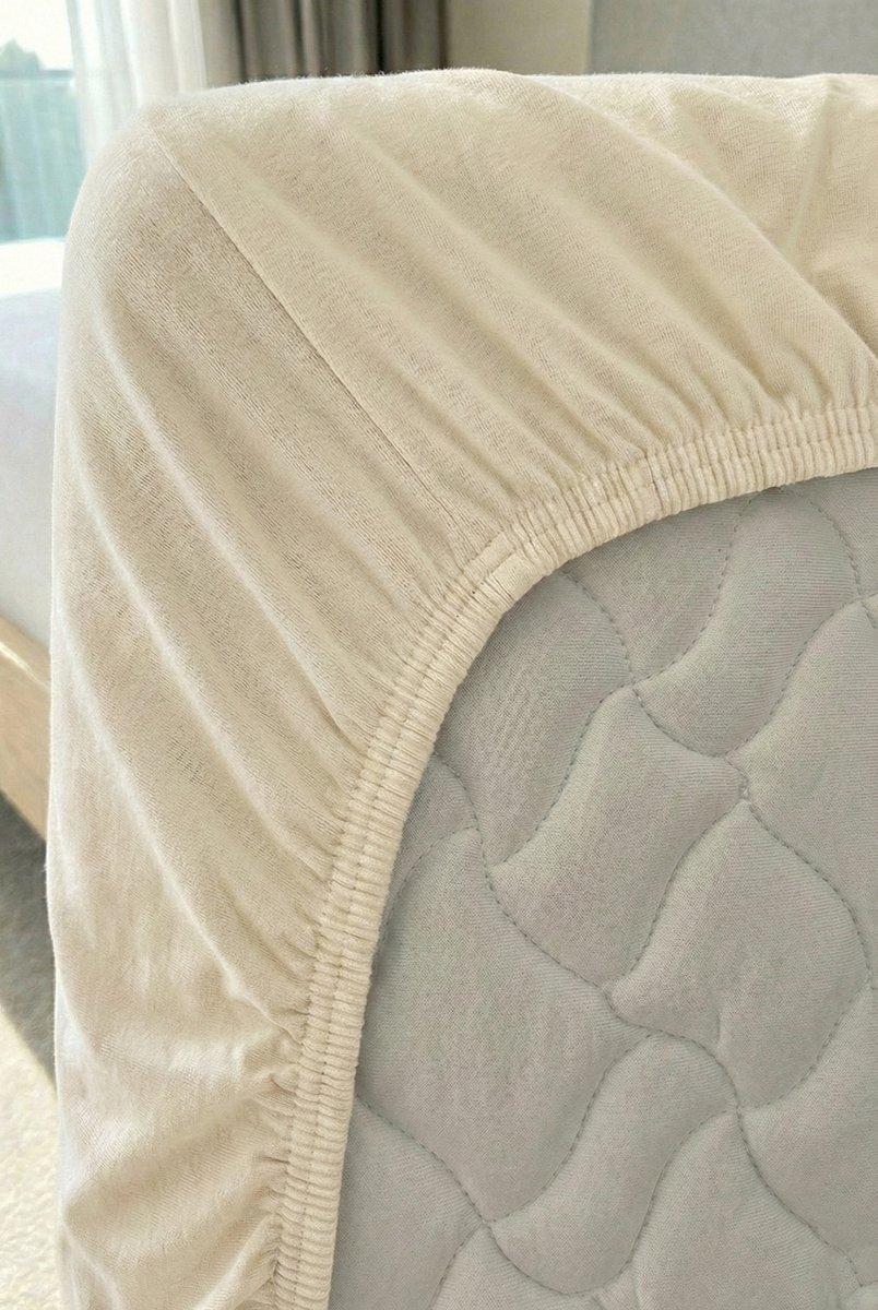 Blanche & Nuit – Hoeslaken 180x200 – 100% Katoen – Jersey Hoeslaken – Heerlijk Zacht – 170 g/m² – Strijkvrij & Ademend – Crème