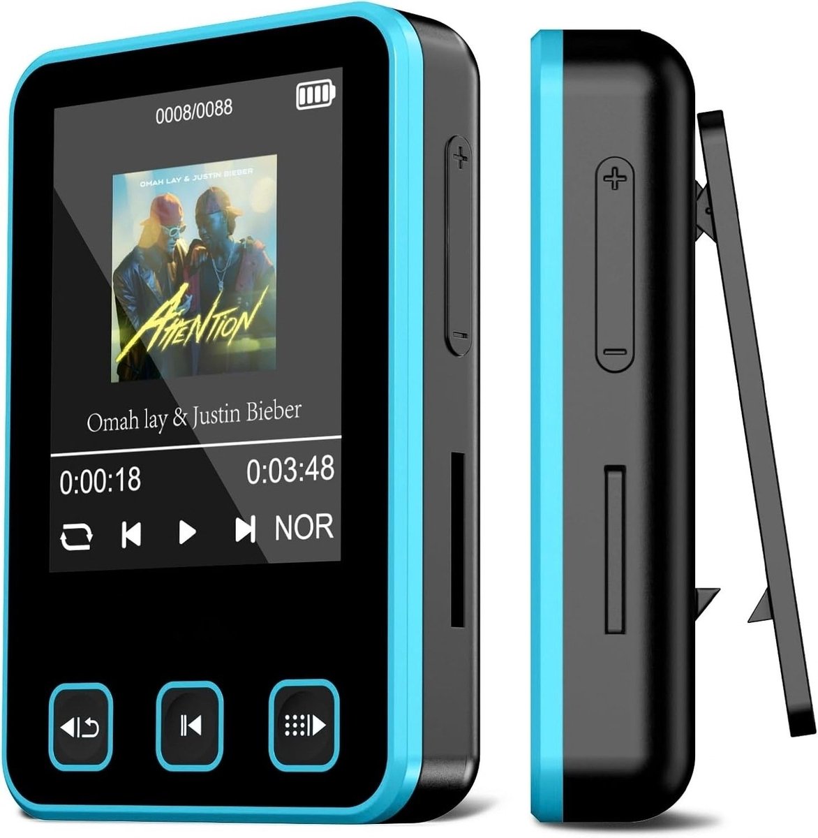SNJY® MP3 Speler Bluetooth - MP4 Speler - Muziek Speler - 32 GB - Zwart/Blauw