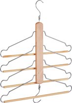 Relaxdays meervoudige kledinghanger - 4 kledinghangers - ruimtebesparende hanger - bruin - Pak van 1