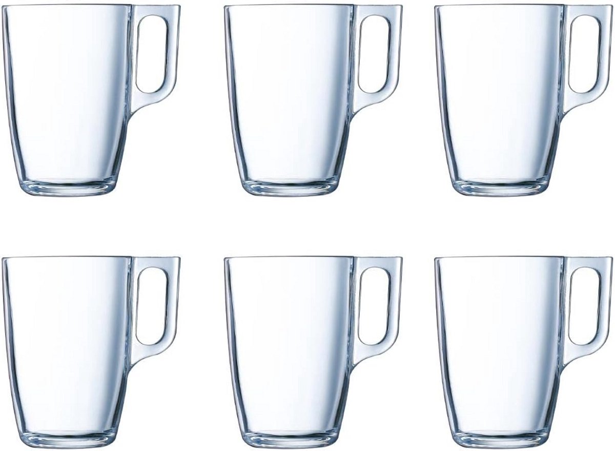 Set van 6 Ontbijtkopjes van Glas, Geschikt voor Koffie en Magnetron
