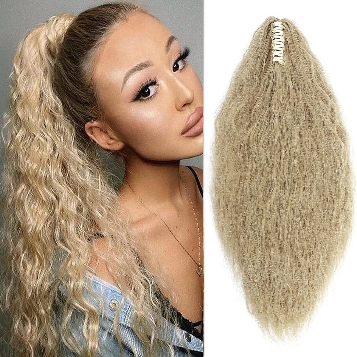 Golvend Paardenstaart Haarstuk met Clip Haarverlenging 61 cm