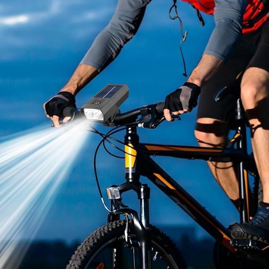 Fietslamp - Fietsverlichting - Fietslicht - Zonnelampen Met Usb-Oplaadfunctie - Zonnelampen - 350 Lm - Zonnepaneel En Usb-Back-Up Voor Nachtelijke Fietstochten, Suv/Vrachtwagen — afbeelding 3