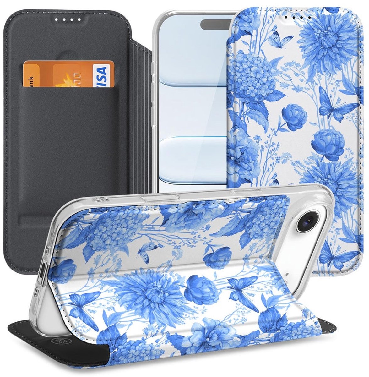 Apple iPhone Air Smart Cover Hoesje Flowers Blue