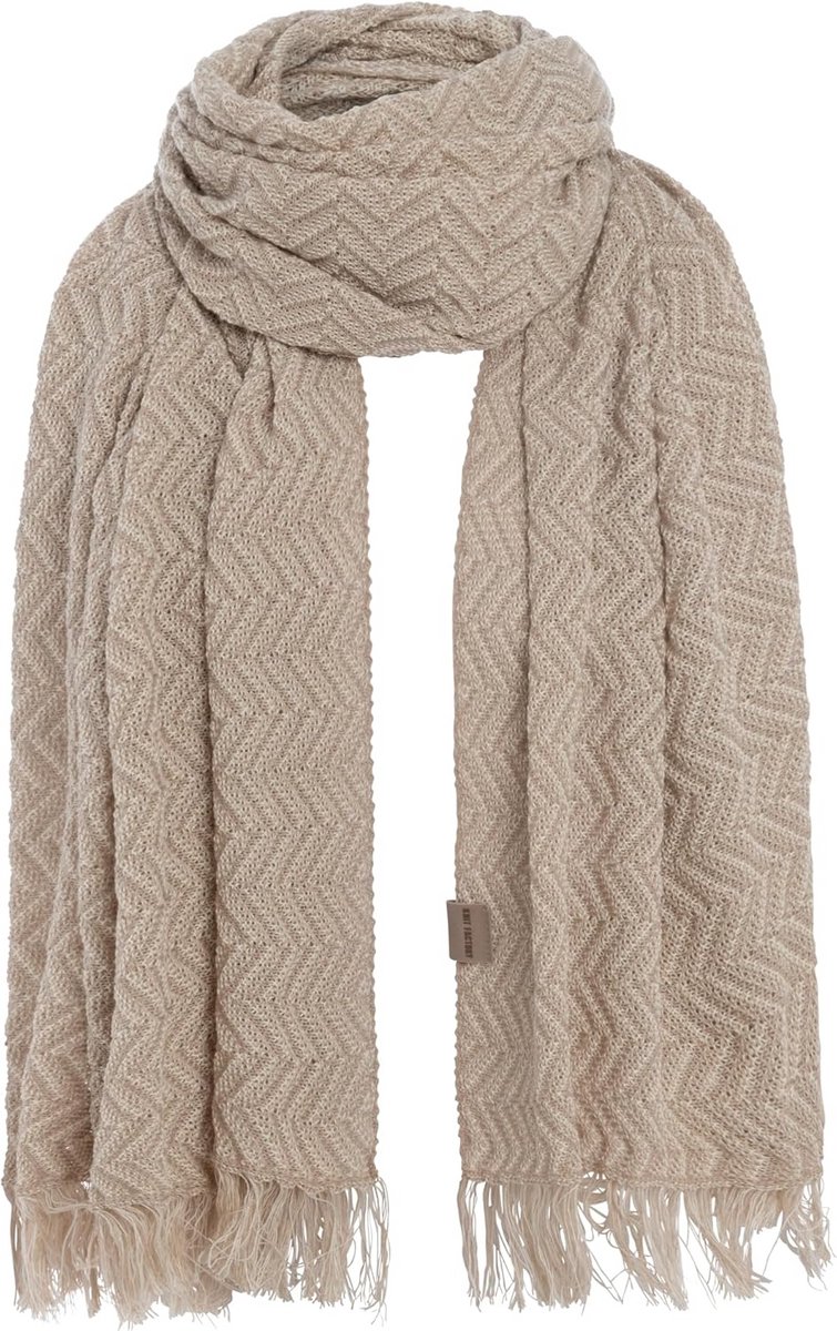 Lange dames sjaal met visgraat motief van katoenmix - 200x90 cm