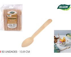 Set Lepels Algon Toetjes Hout 13,8 cm 50 Stuks