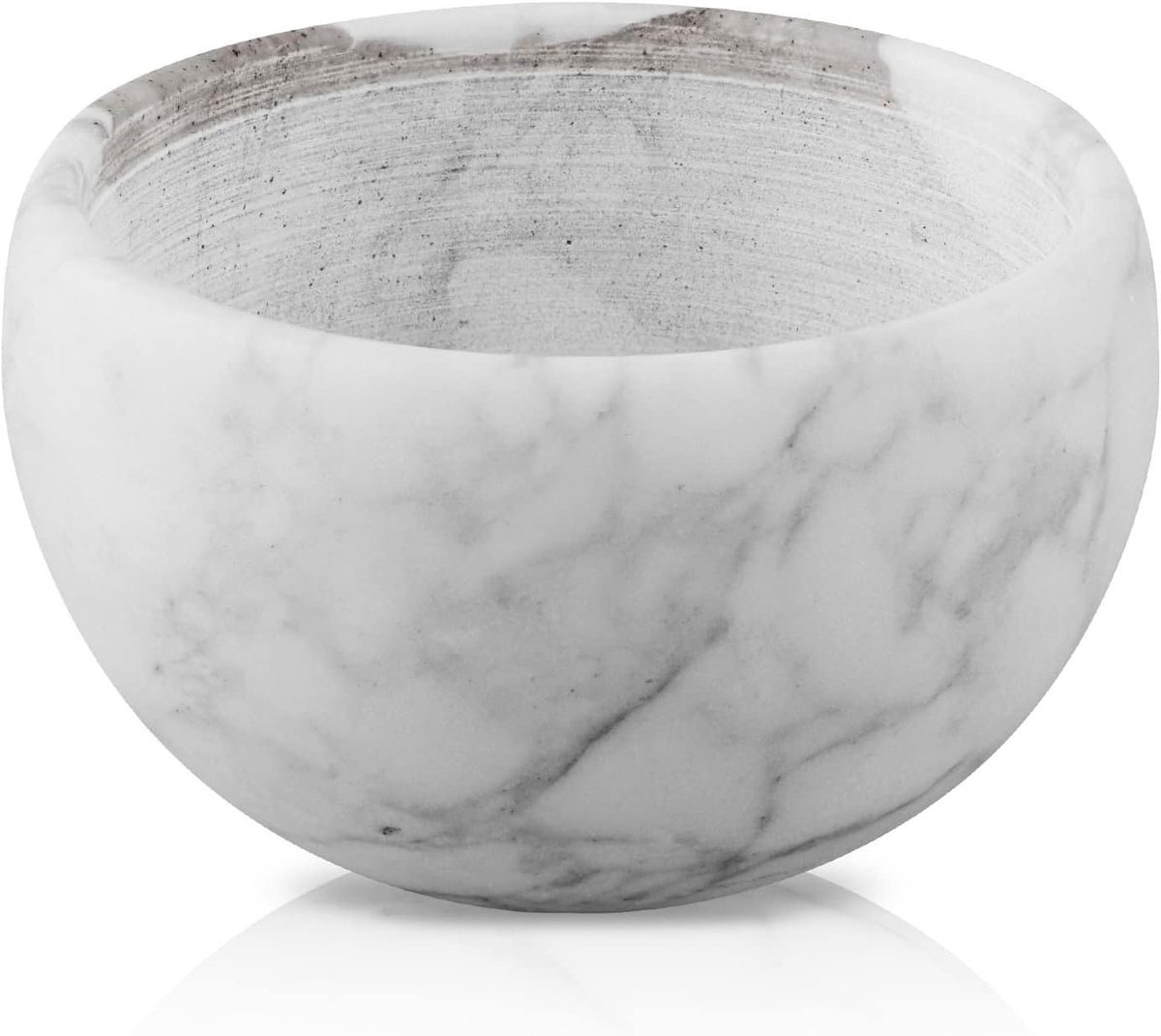 Allecto - Marmeren Scheerkom - Scheerzeep Schuim Mok Cup - Brede Mond - Kapper Baard - Nat Scheermes Scheren Cream Cup - Geschikt voor Mannen - Wit Model