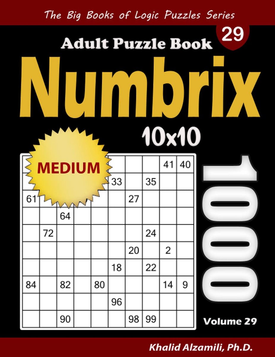 1000 Numbrix Puzzelboek voor Volwassenen Medium Moeilijkheidsgraad 10x10