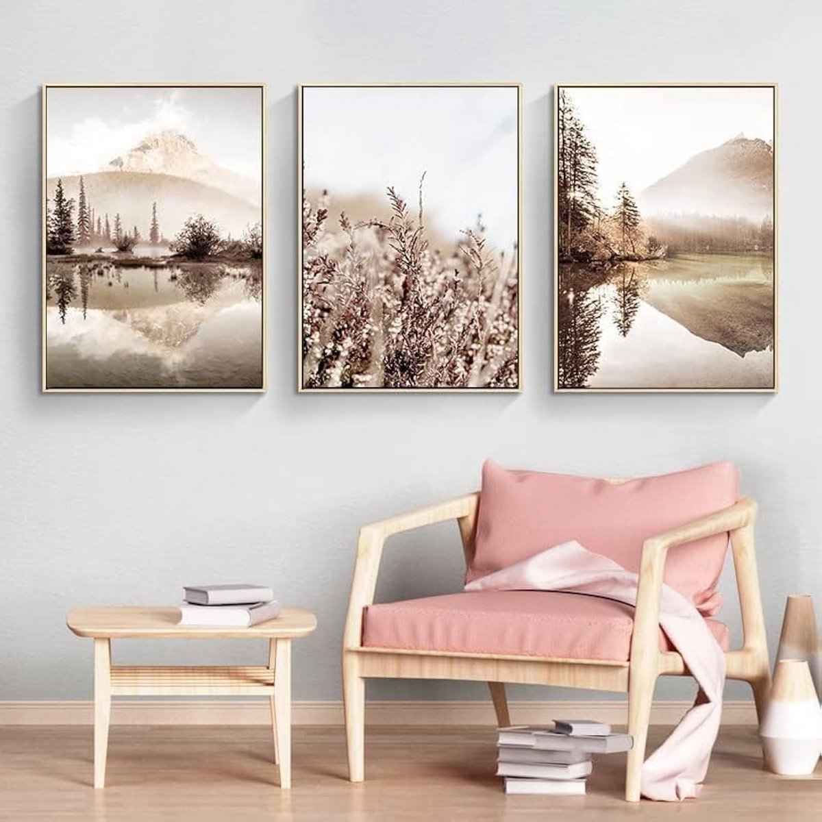Beige Natuur Poster Set van 3 voor Slaapkamer en Woonkamer