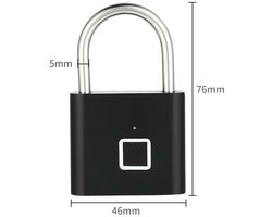 Fingerprint Hangslot – Slim Vingerafdruk Slot – Oplaadbaar via USB-C – Met Noodcode – Compact & Veilig- Opent Met Vinger