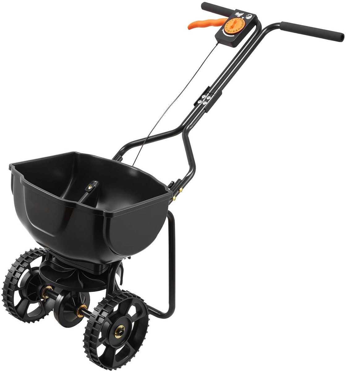Gazonstrooier - Roterende Strooiwagen - Capaciteit 6,8 kg - Strooibreedte 3 m - 25,4 cm Wielen - Instelbare Dosering - Voor Kunstmest en Zaad
