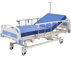 Elektrisch ziekenhuisbed - 3-functies hoog-laag zorgbed - Rugleuning en beensteun verstelbaar - Hoogte 47,5-75 cm - Wielen 12,7 cm - Inclusief matras
