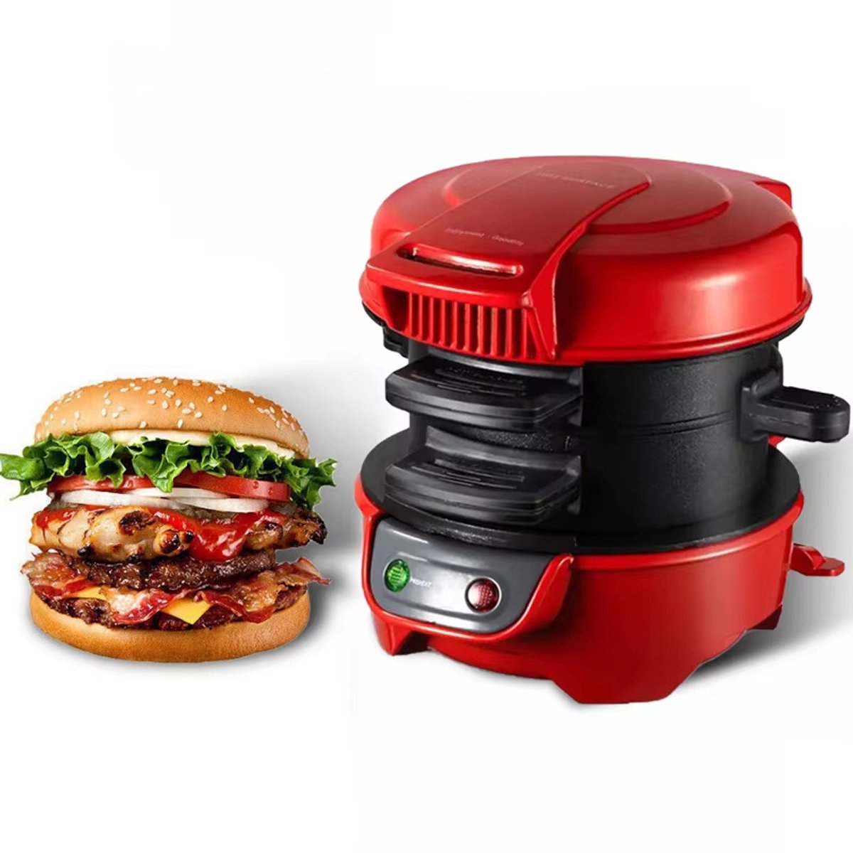 EAFC - Sandwichbroodrooster met efficiënte verwarmingsplaten en anti-aanbaklaag - inclusief eierringen en timer - vaatwasmachinebestendig - ideaal voor hamburgers, wafels, snacks