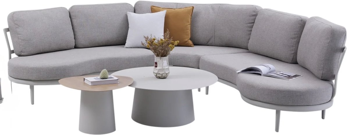 AVH-Collectie Savanna organische loungeset 5 delig aluminium latte Zand / Latte / Linen