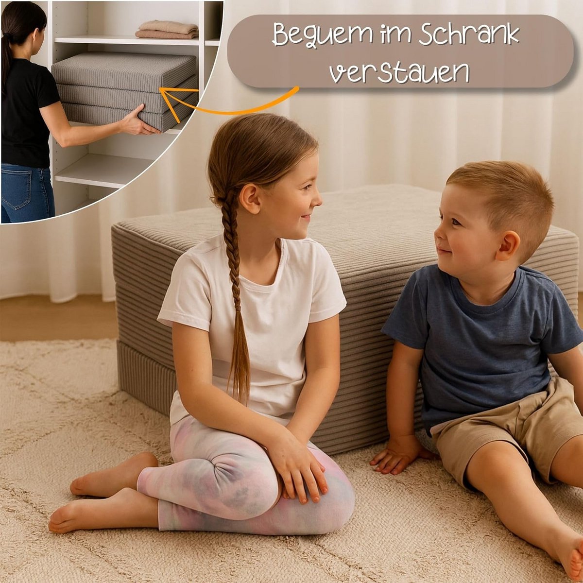 Opvouwbaar Logeermatras voor Kinderen en Reizen 65x195 cm Lichtgrijs