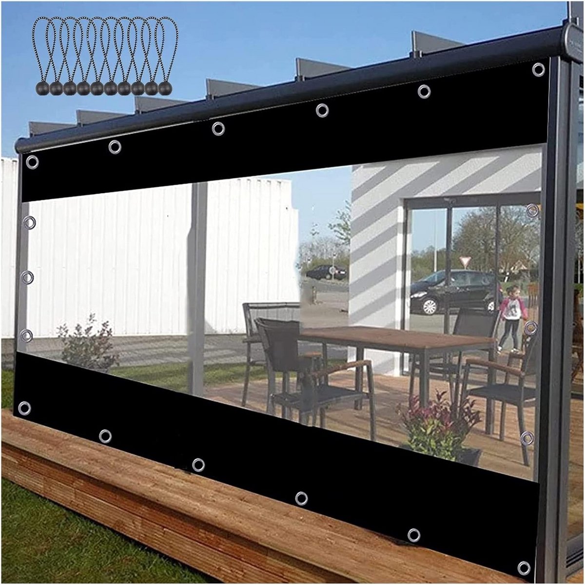 Waterdicht Zijpaneel Gordijn voor Pergola, Tuinhuisje en Veranda - Transparant PVC