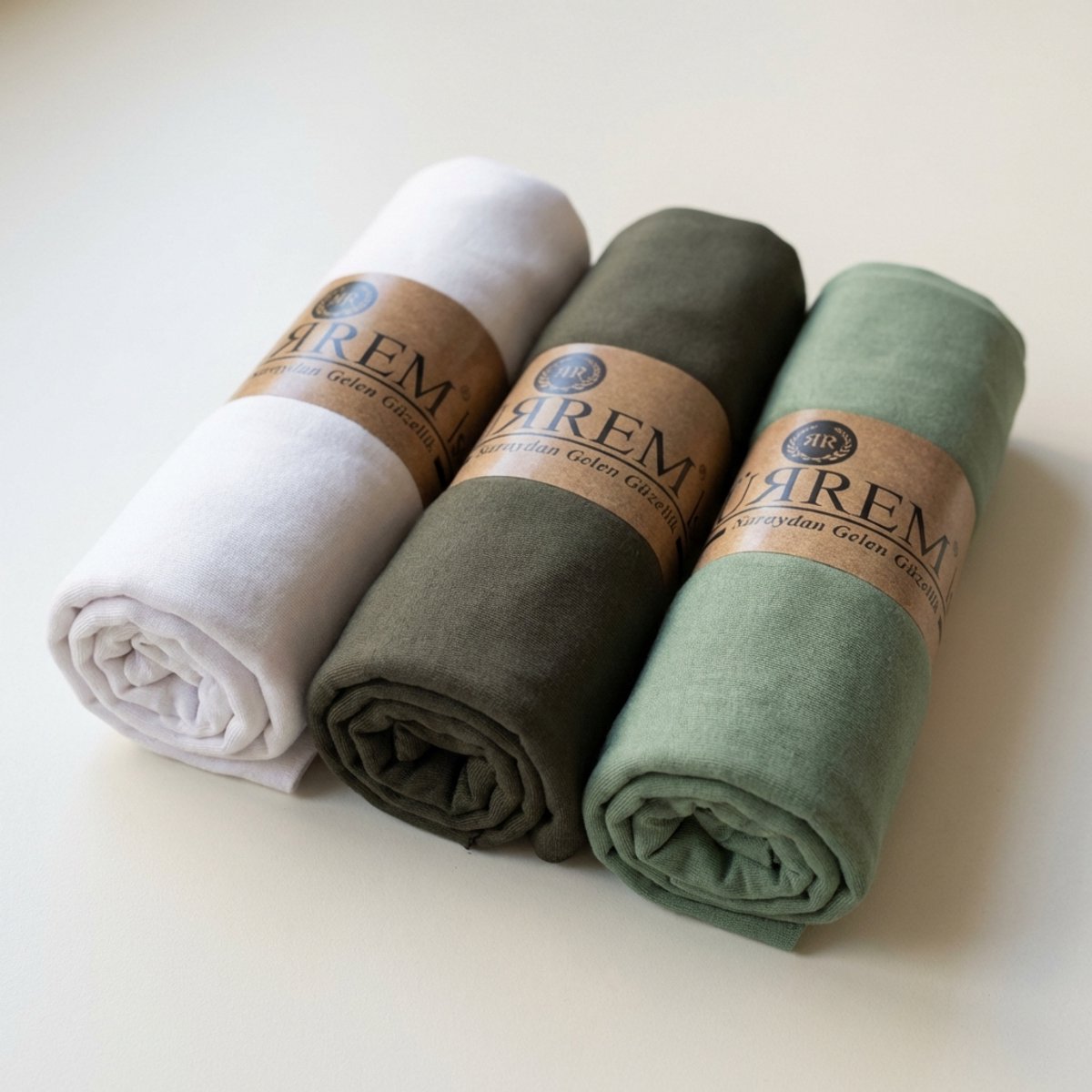 FIRASET Hurrem Collectie – 3-delige Jersey Sjaal Set |- Hoofddoek - Hoofddeksel - Hijab Door de Natuur Geïnspireerd