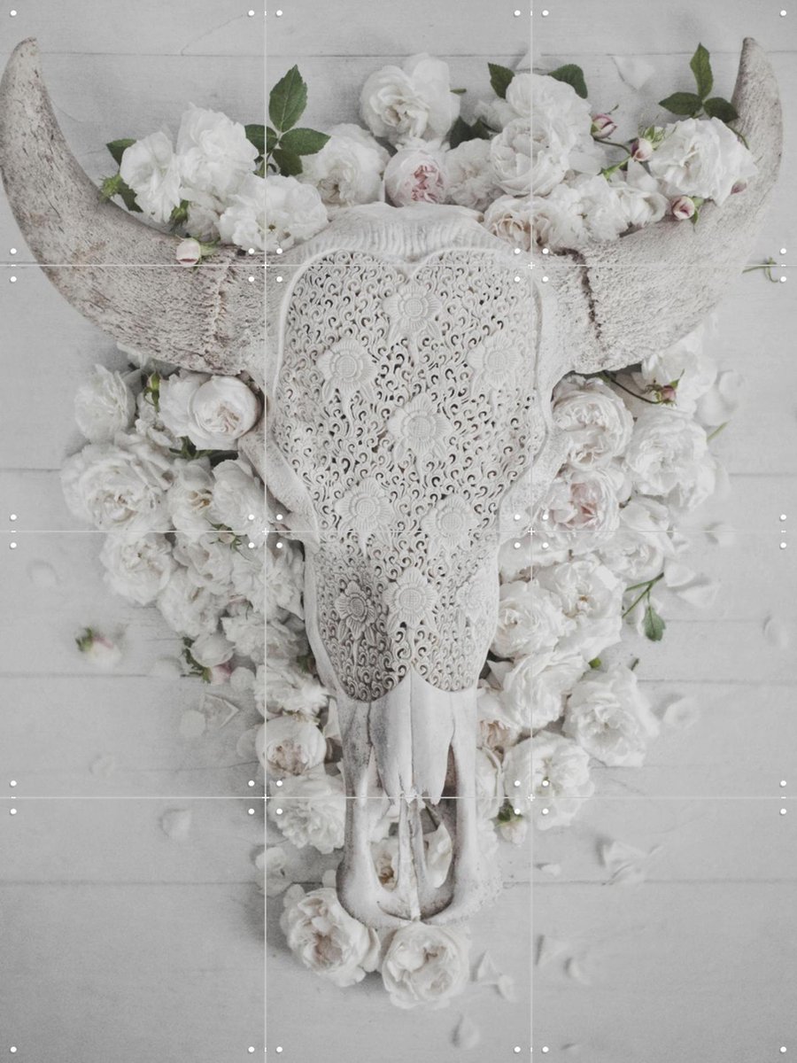 IXXI Bohemian Skull, STUDIO HANNAH LEMHOLT - 60 x 80 cm - Gratis ophangtool - Grote wanddecoratie en posters - Klassiek, Fotografie,