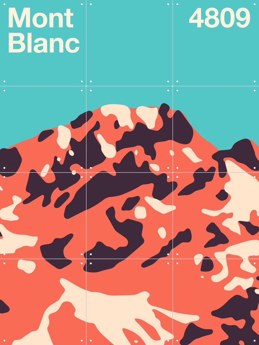 IXXI Mont Blanc, Florent Bodart - 60 x 80 cm - Gratis ophangtool - Grote wanddecoratie en posters - Illustraties, Abstract, Grafisch Ontwerp