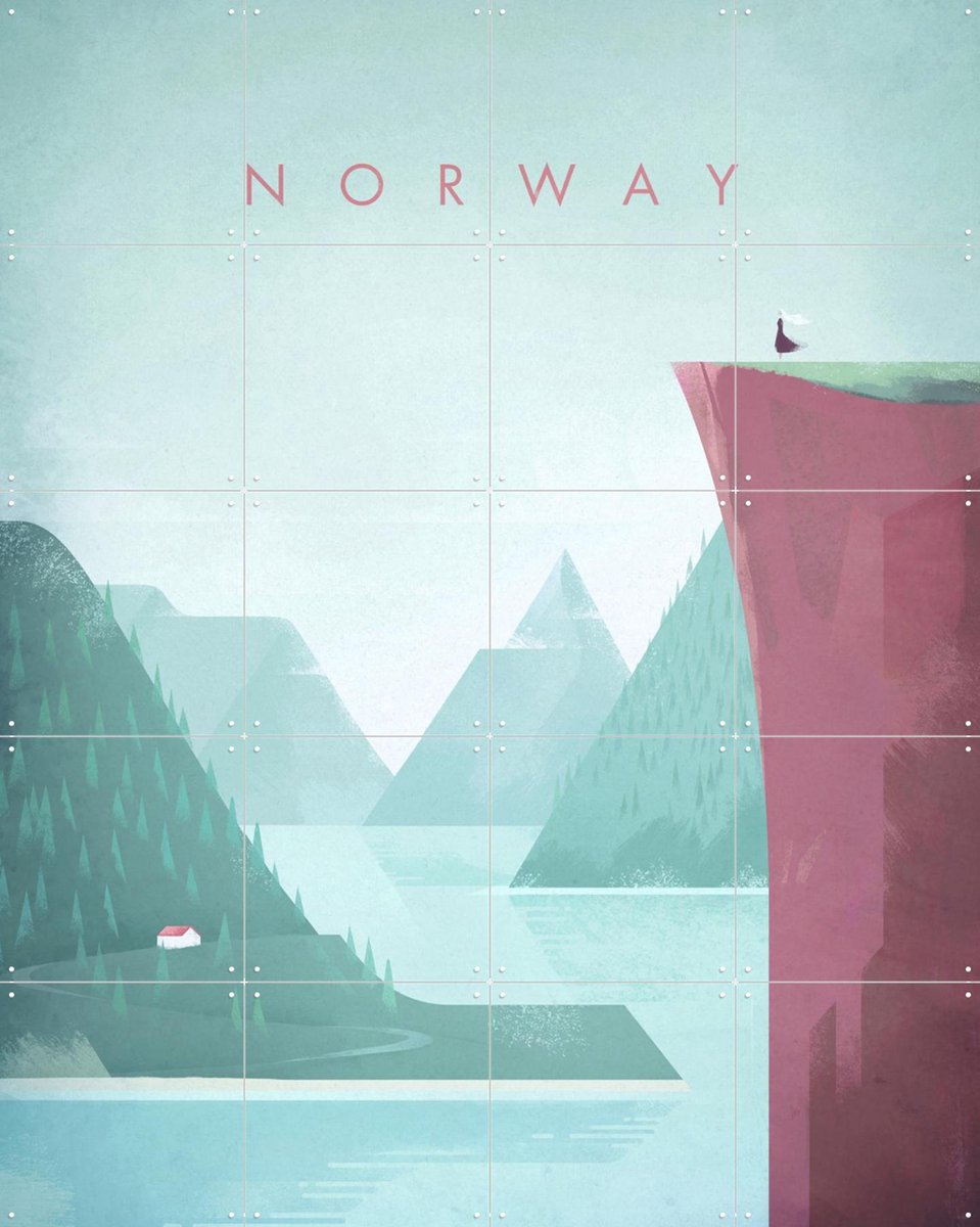 IXXI Norway, Henry Rivers - 80 x 100 cm - Gratis ophangtool - Grote wanddecoratie en posters - Geometrische Kunst, Illustraties, Digitale Kunst