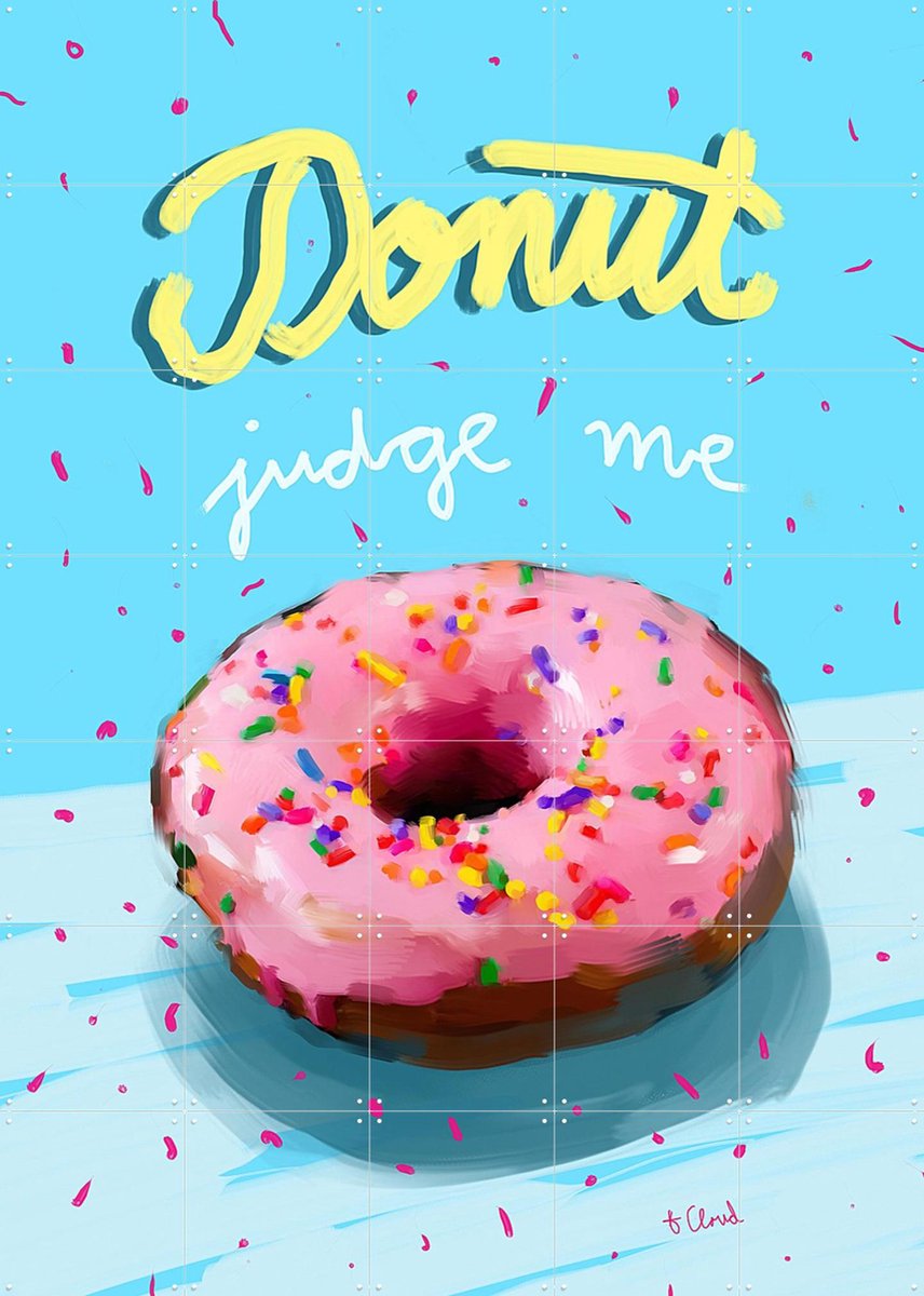 IXXI Donut Judge Me, Pop-art by Tadej - 100 x 140 cm - Gratis ophangtool - Grote wanddecoratie en posters - Illustraties, Typografie, Kleurrijk