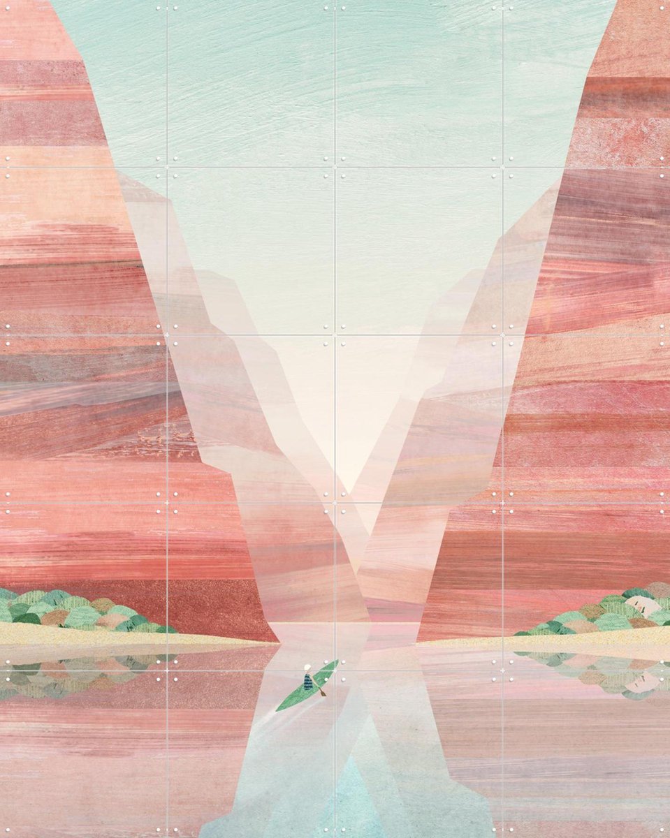 IXXI The Canyon, Henry Rivers - 80 x 100 cm - Gratis ophangtool - Grote wanddecoratie en posters - Illustraties, Kleurrijk, Mancave, Bergen, Natuur