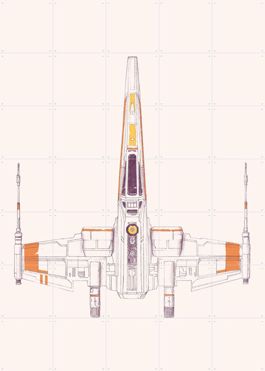 IXXI X-Wing, Florent Bodart - 100 x 140 cm - Gratis ophangtool - Grote wanddecoratie en posters - Illustraties, Vintage, Kinderkamer, Mancave