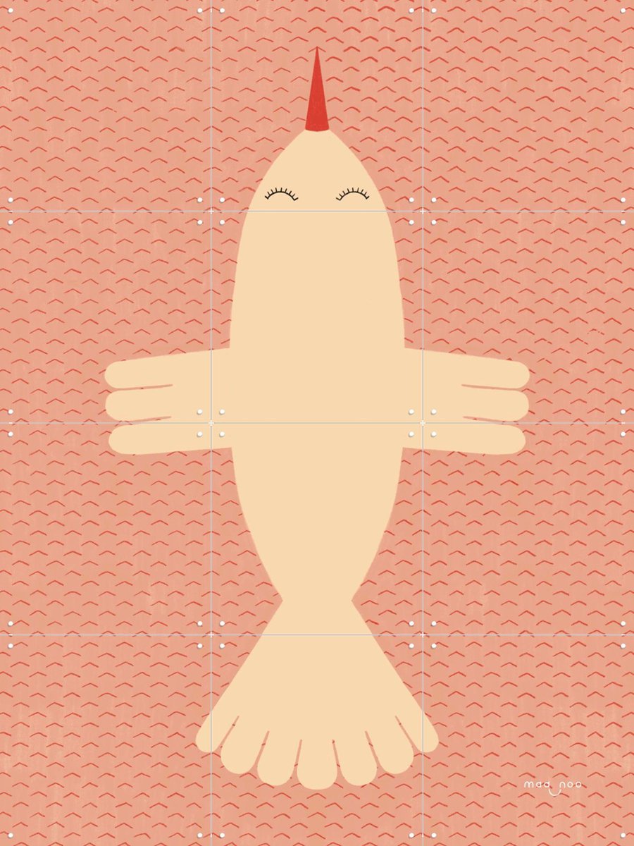 IXXI Just a Bird, Maa-noo - 60 x 80 cm - Gratis ophangtool - Grote wanddecoratie en posters - Illustraties, Speels, Kinderkamer, Vogels, Kinderen