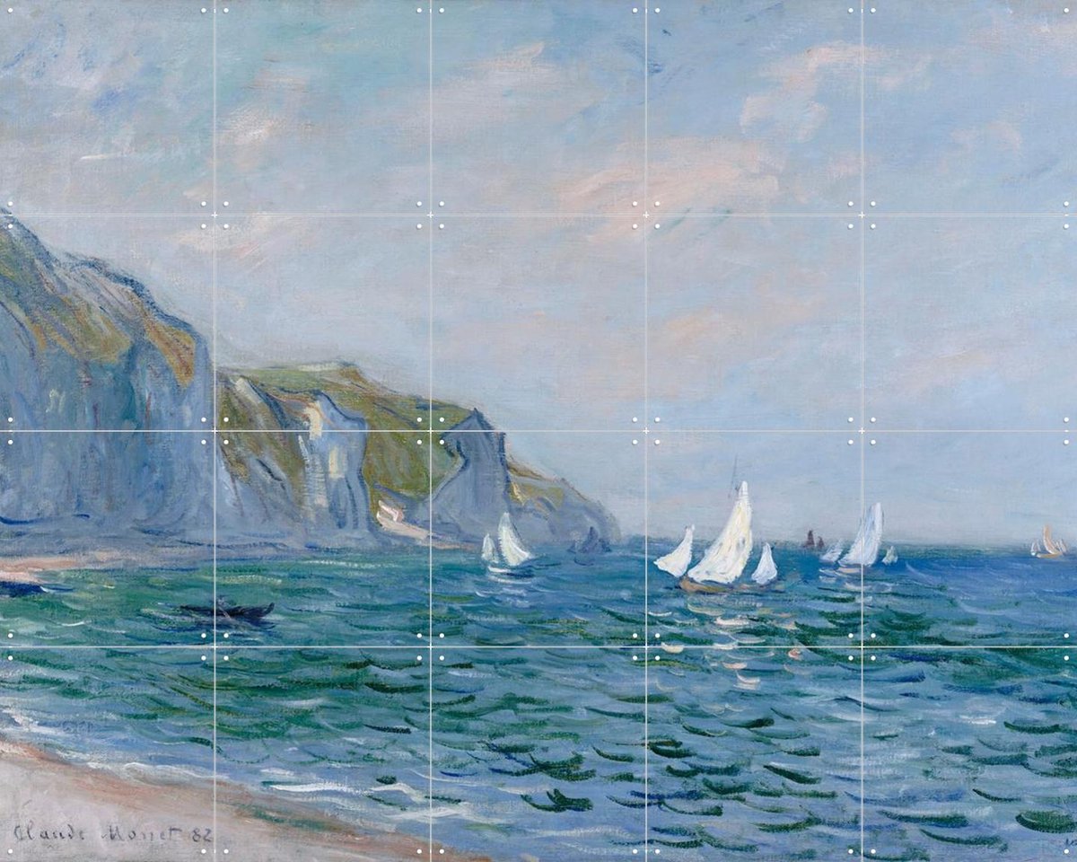 IXXI Cliffs and Sailboats at Pourville, Claude Monet & Bridgeman Images - 100 x 80 cm - Gratis ophangtool - Grote wanddecoratie en posters -