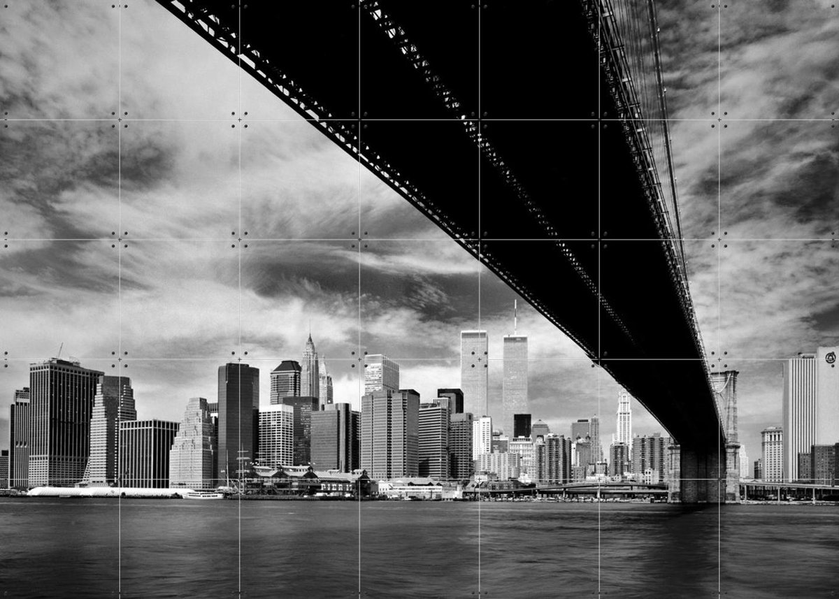 IXXI Brooklyn Bridge, Teun Voeten - 140 x 100 cm - Gratis ophangtool - Grote wanddecoratie en posters - Fotografie, Gang, Woonkamer, Gebouwen
