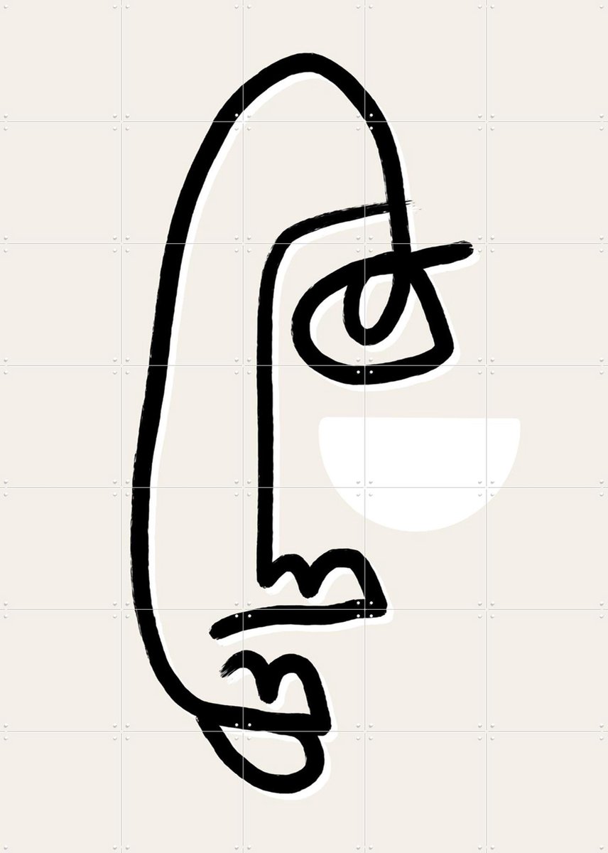 IXXI Moon Face, Bohomadic Studio - 100 x 140 cm - Gratis ophangtool - Grote wanddecoratie en posters - Illustraties, Line art, Abstract, Portretten