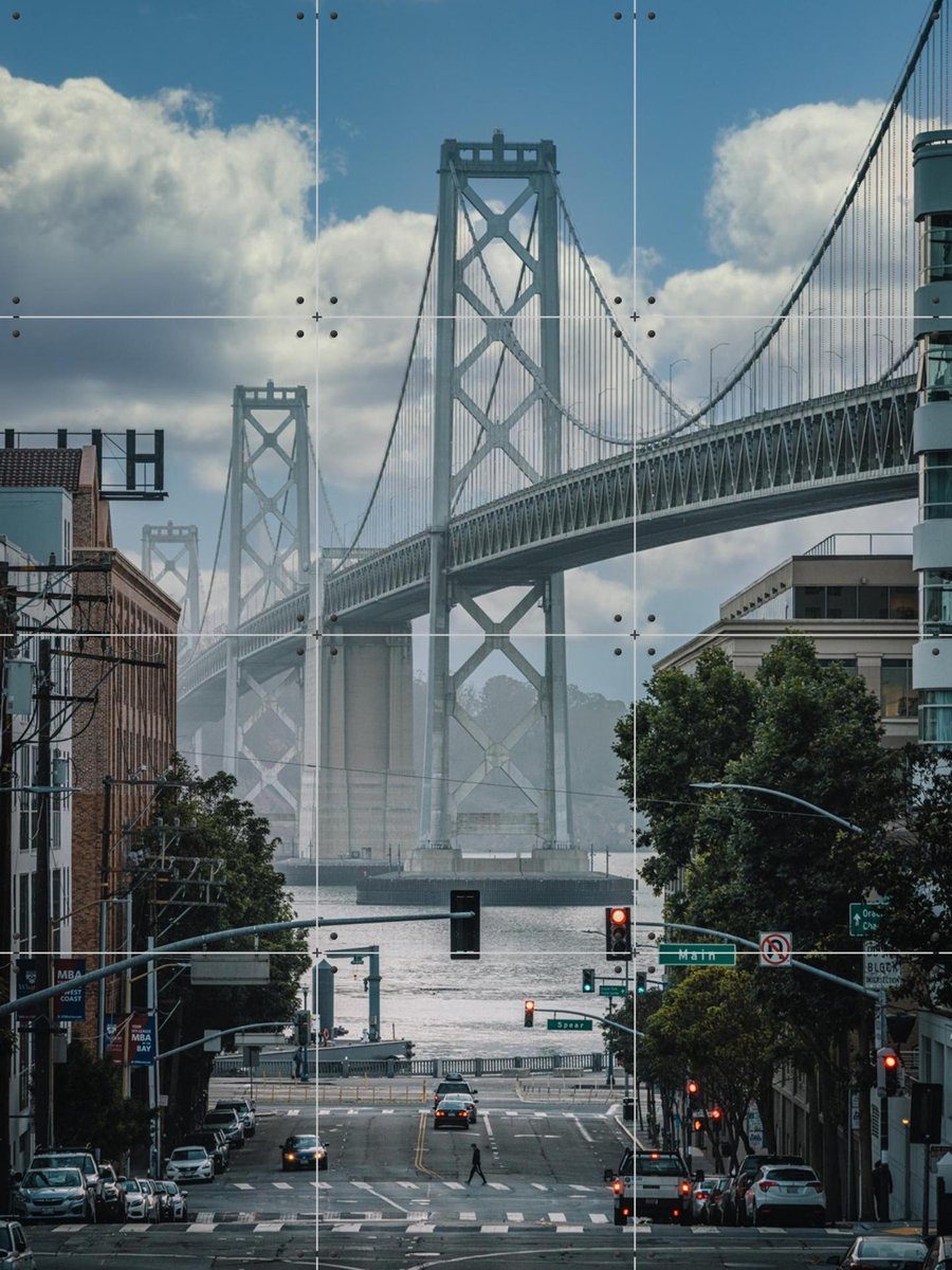 IXXI Bay Bridge, Tristan Zhou - 60 x 80 cm - Gratis ophangtool - Grote wanddecoratie en posters - Fotografie, Woonkamer, Mancave, Architectuur