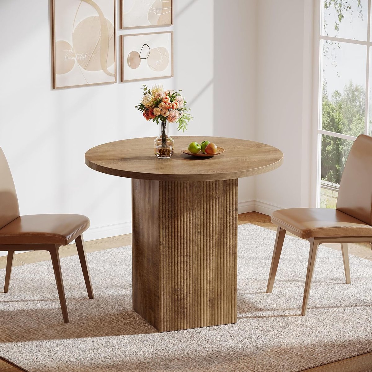 Eettafel Vier Personen - Ronde Tafel - Gezellig Dineren - Stabiel Frame - 80x80x75 cm - Ru