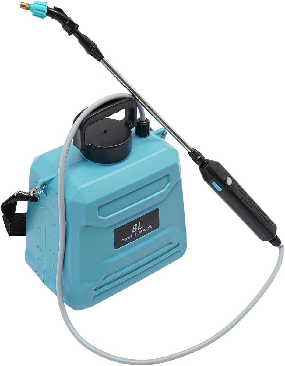 Elektrische Drukspuit - Plantensproeier Tuinspuit - Binnen en Buiten Gebruik - 8 Liter Inhoud - Verstelbare Staaf - Blauw