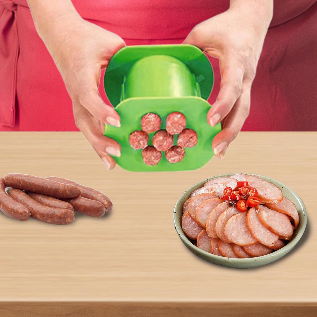 Worstenmaker - Worstpers - Worstjes Maken - Direct Contact Voedsel - 12x9cm - Groen