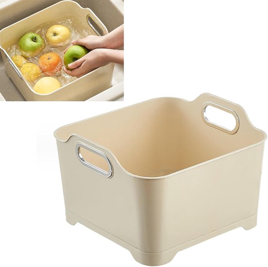 Keuken Groentezeef - Fruitmand Afgieten - Groenten Wassen - Handvat en Afvoerplug - 28x28x19 cm — afbeelding 4
