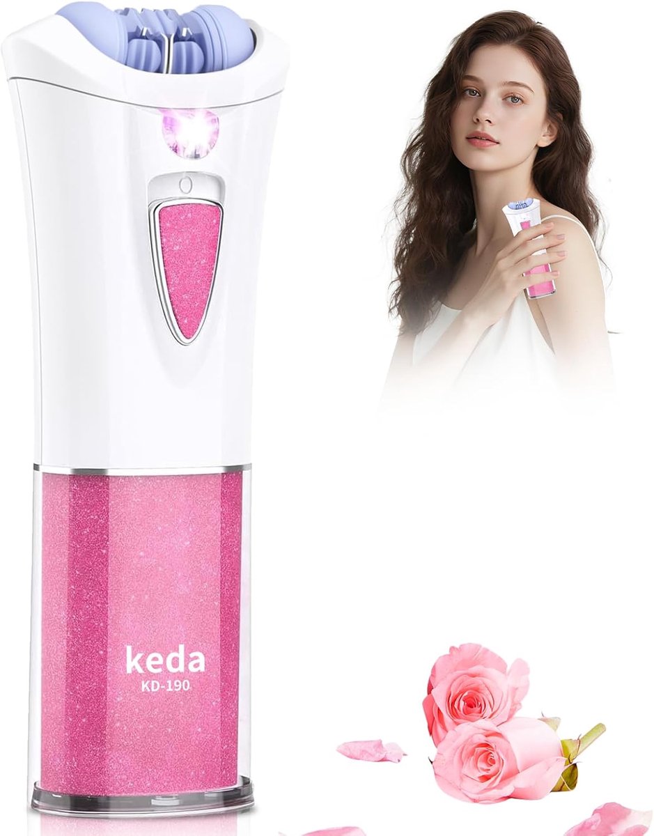 Gezichtsepilator - Ontharingsapparaat Vrouwen - Gladde Huid - Led Verlichting - Draadloos Ontwerp - Roze