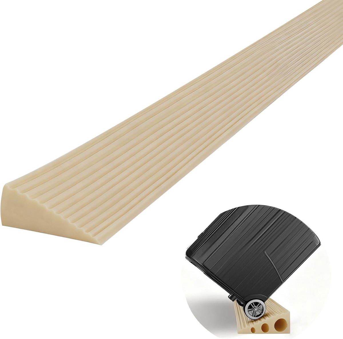 Drempelhelling Rubber - Oprijplaat - Drempels Overbruggen - Antislip Oppervlak - 90x8x1 cm - Lichtgeel