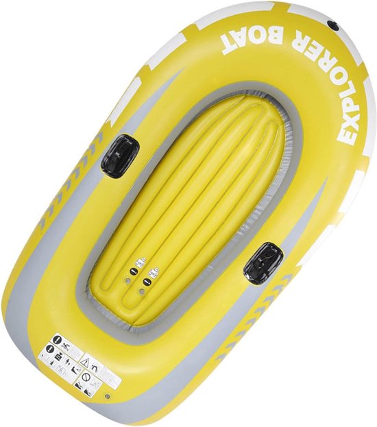 Opblaasbare Kajak - Roeiboot Kano - Waterpret Vissen - Dubbele Klep Ontwerp - 114 x 188 cm - Geel — afbeelding 3