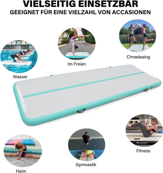 Opblaasbare Gymnastiekmat - Turnmat Vloermat - Thuis Training - Inclusief Luchtpomp - Tot 6 Meter Lang - Mintgroen — afbeelding 4