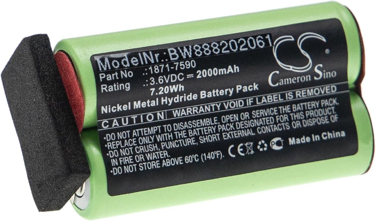 Hoogwaardige Vervangingsaccu voor Trimmer (2000mAh, 3.6V, NiMH)
