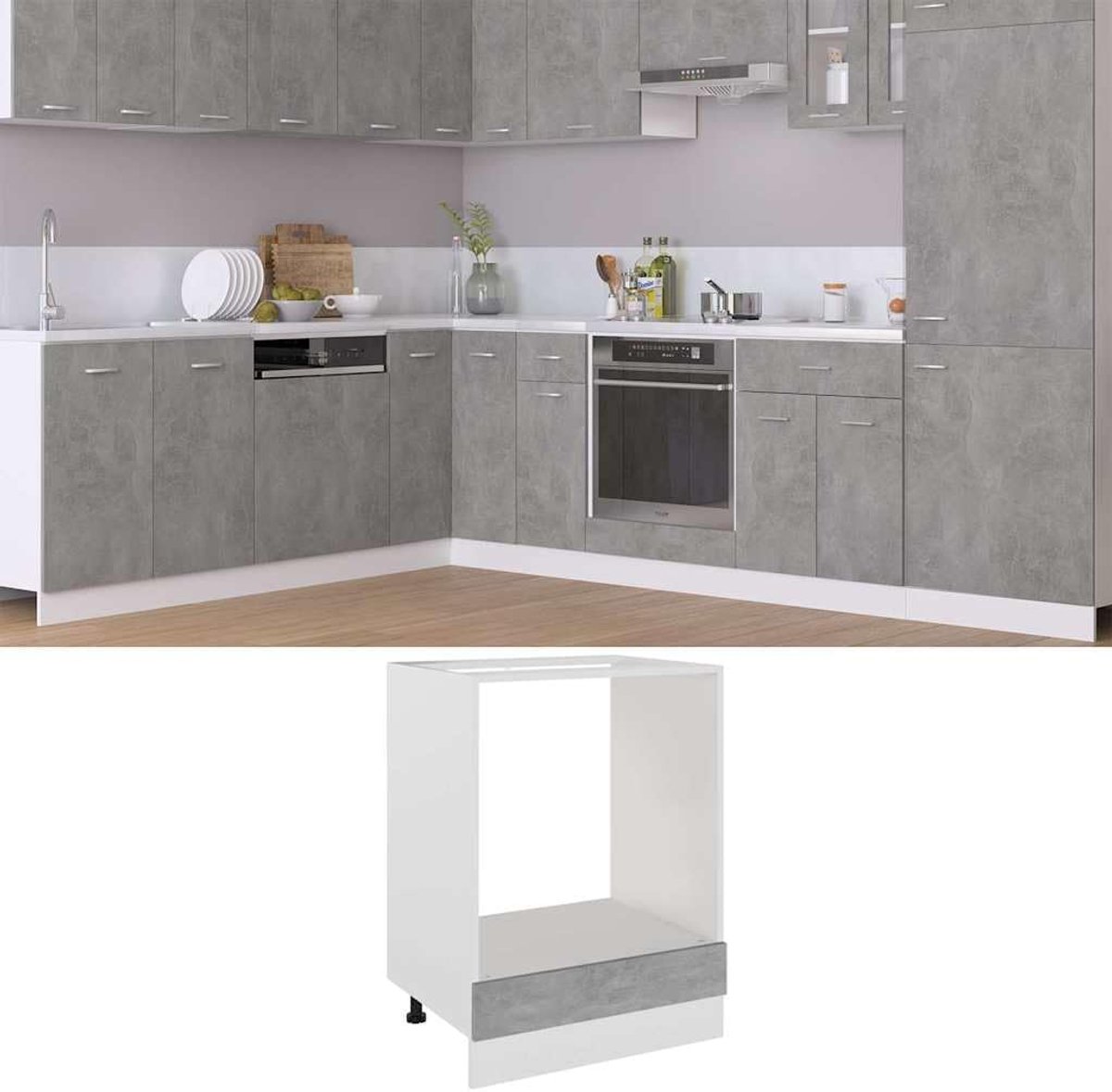 Keukenkast Oven - Keukenmeubel Wandunit - Keuken Organizer - Ruimte Optimalisatie - 60x46x81cm - Betongrijs