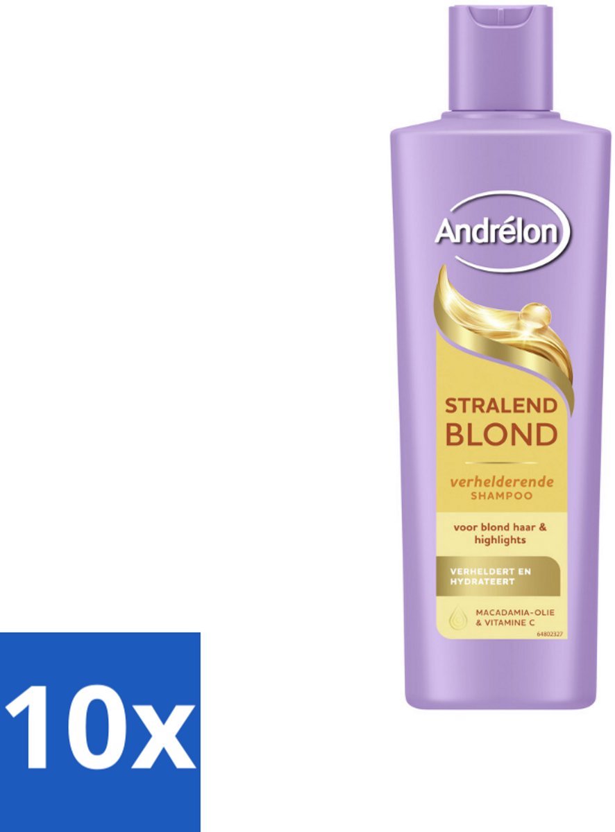 10 x Andrélon – Shampoo – Stralend Blond – 250 ml - Voordeelverpakking - 10 stuks