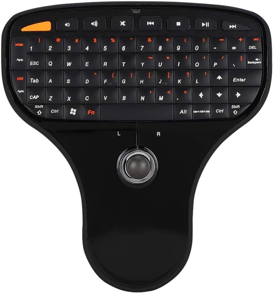 Draadloos Keyboard Trackball - Handheld Air Mouse - Multimedia Bediening - Geïntegreerde Trackball - 12.4 x 13.5 cm - Zwart